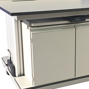 Electronic Height Adjustment for mobile laboratory benches